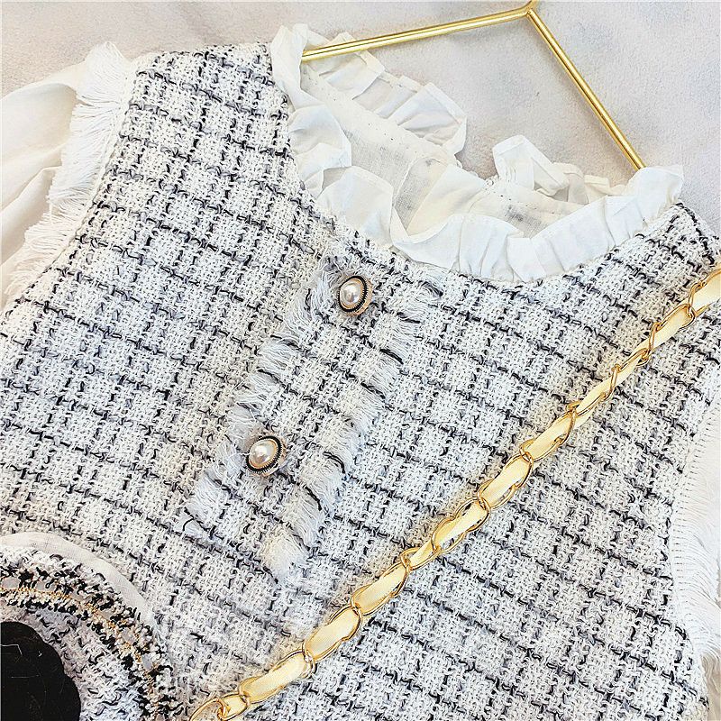 Set váy dạ kèm túi bé gái 90-130