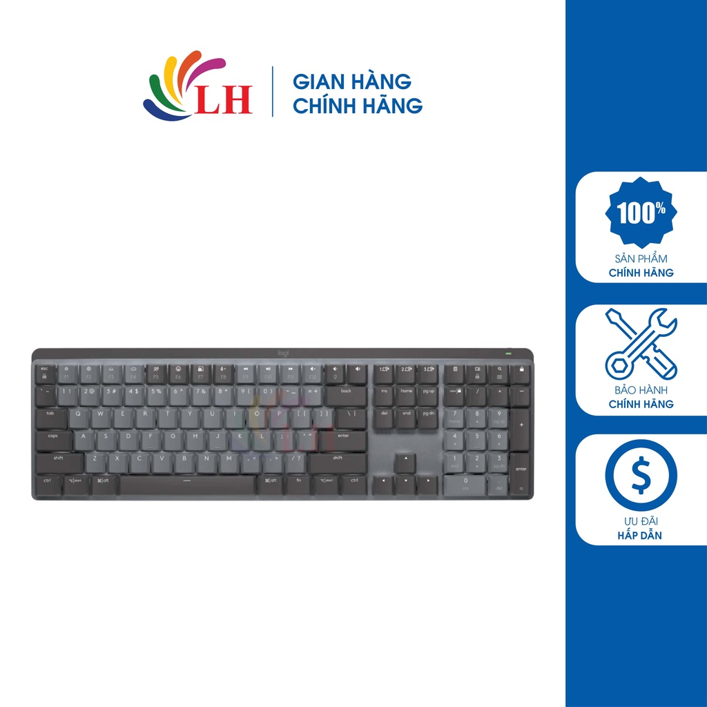 Bàn phím không dây Logitech MX Mechanical - Hàng chính hãng - Tương thích đa dạng, thiết kế mỏng, gọn, phím cơ học