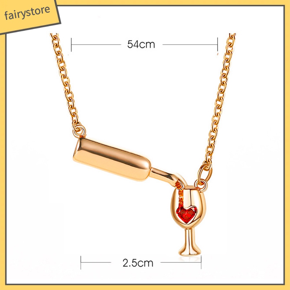 Dây Chuyền Hợp Kim Hình Ly Rượu Đính Đá Ruby Giả