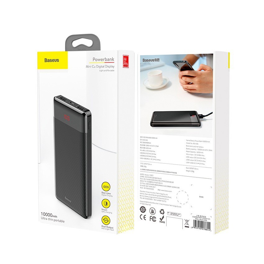 Pin dự phòng Baseus Mini Cu Power Bank External Batterie 10000 mAh 2x USB 2.1A