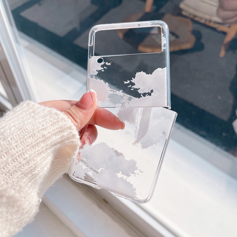 Ốp điện thoại hình vân da báo/ hoa thời trang chất liệu PC cứng cho Samsung Galaxy Z Flip 3