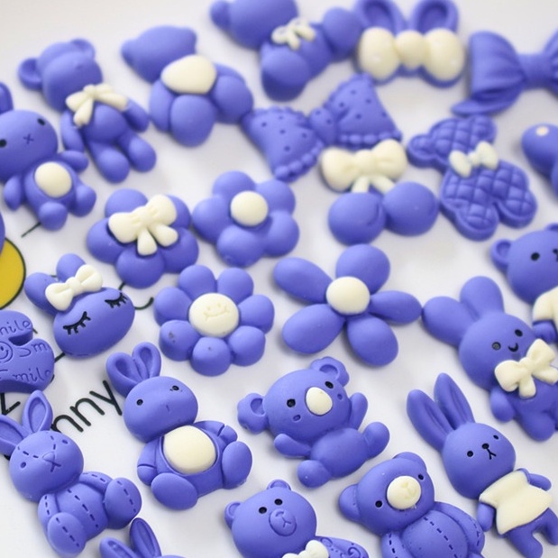 Charm Slime/ Dụng Cụ Charm Trang Trí Hình Ảnh Sinh Động Màu Xanh Lam Hình Gấu Thỏ, Hoa Quả Độc Lạ