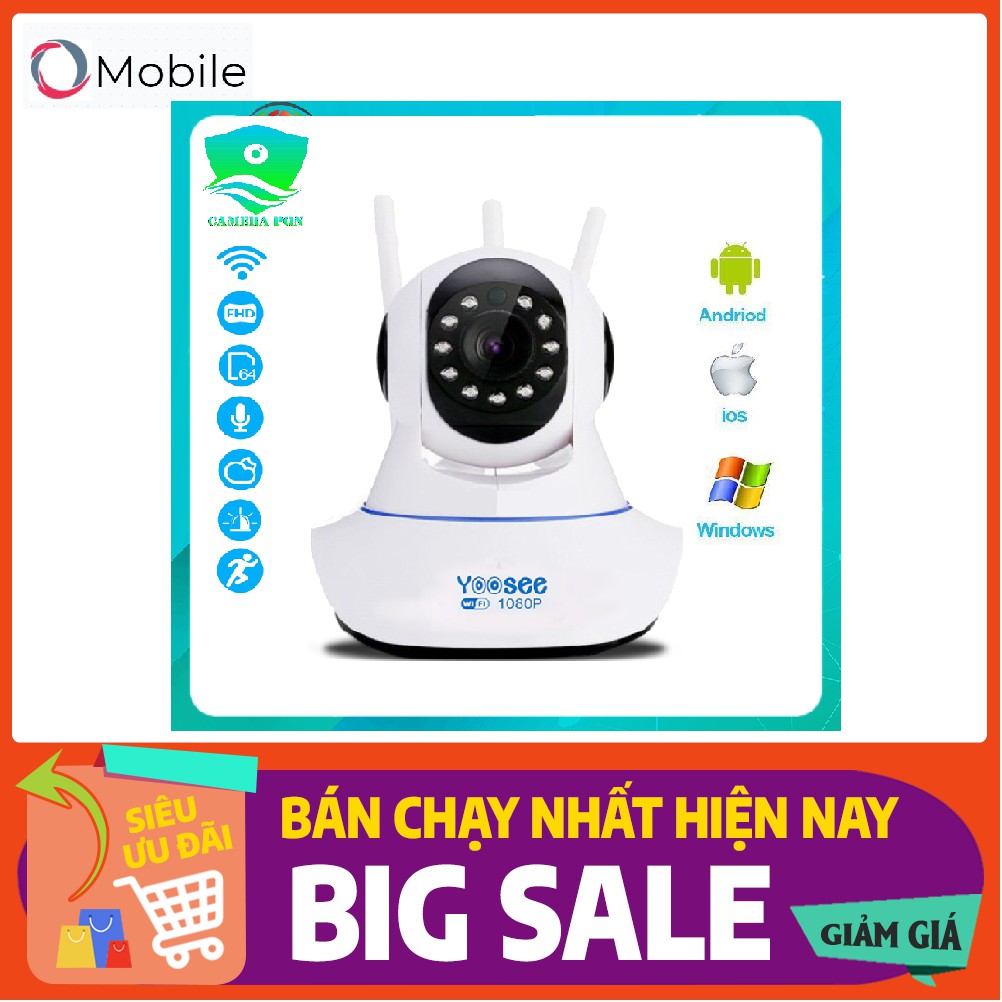 Camera IP Wifi Yoosee 3 Râu FULL HD 1080P 10 đèn hồng ngoại đàm thoại 2 chiều