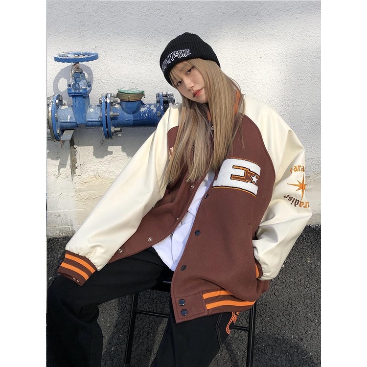 Áo Khoác Bóng Chày Dáng Rộng Phong Cách Hàn Quốc Cho Nam Nữ