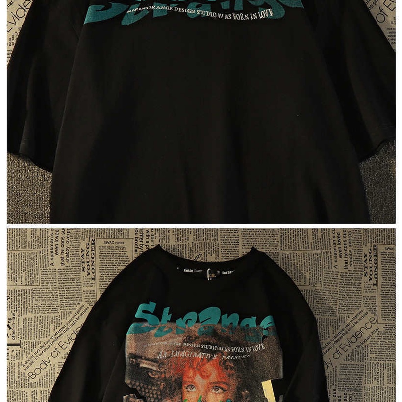 Áo Thun Tay Ngắn Dáng Rộng Phong Cách Retro Mỹ Dễ Phối Đồ Thời Trang Mùa Hè Cho Nam Và Nữ