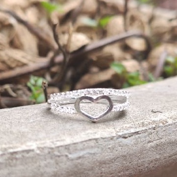 Nhẫn bạc Nhẫn tim nữ cách điệu bạc ta_van jw