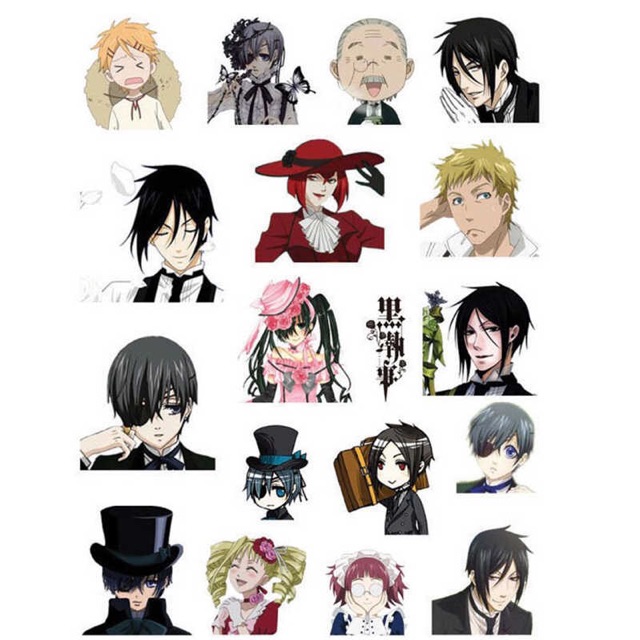 Sticker hắc quản gia 30 cái ép lụa , sticker anime kuroshitsuji lhacs nhau