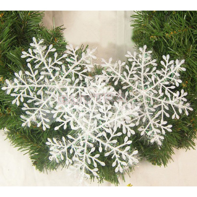 [springeven]15pcs White Snowflake Ornaments Christmas Tree Decorations Home Festival Décor