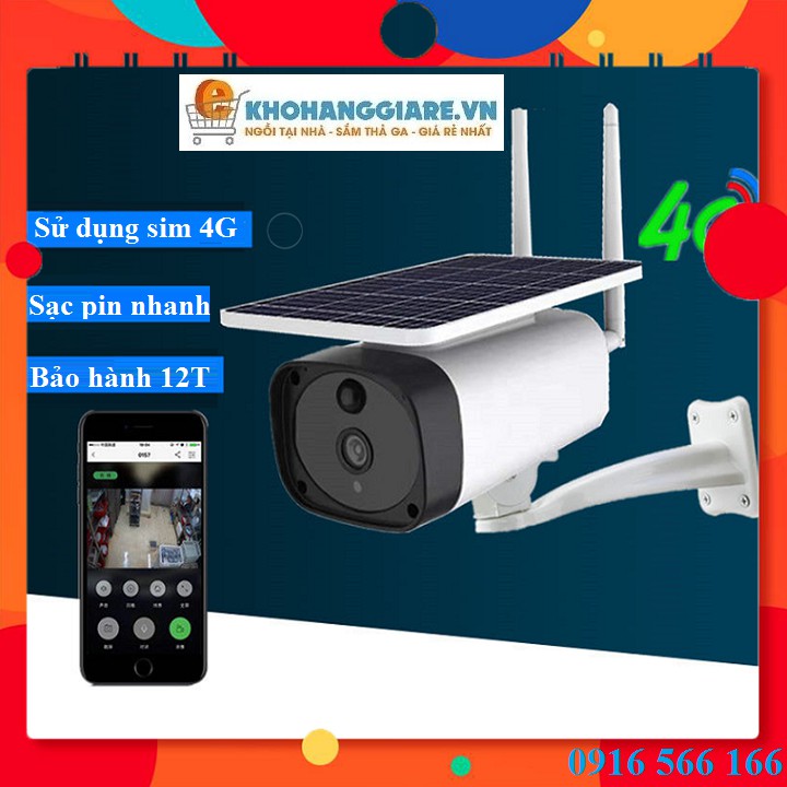 Camera năng lượng mặt trời [ Freeship ] Camera chống trộm ngoài trời có cảm ứng thông minh sử dụng sim 4G