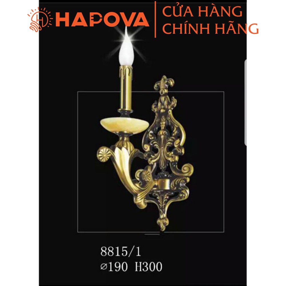 Đèn tường, đèn nến đồng đơn HAPOVA VAZEN 8815/1 Kèm bóng Nến râu