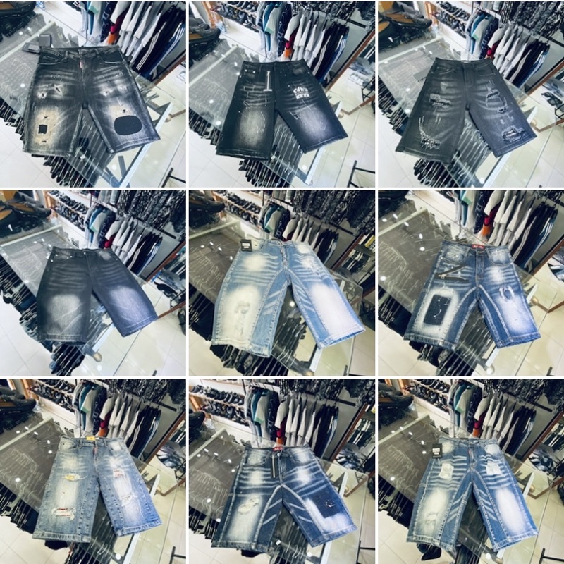 Quần short bò thời trang, Quần ngố nam hoạ tiết btshop từ 43 đến 70 kg