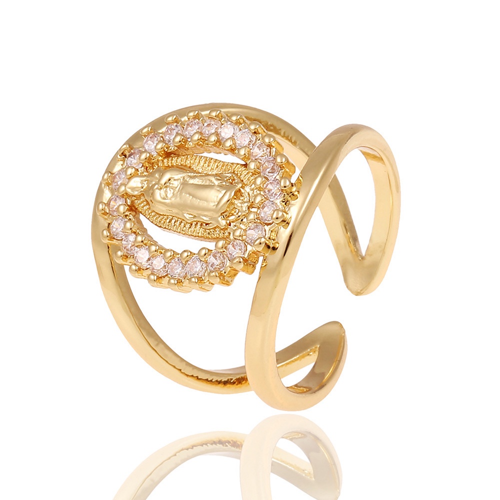 Nhẫn Hở Mạ Vàng 18K Đính Đá Zircon Virgin Mary Our Lady of Guadalupe