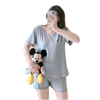 Bộ Đồ Ngủ Lụa Ngắn Tay Màu Trơn Cho Nữ