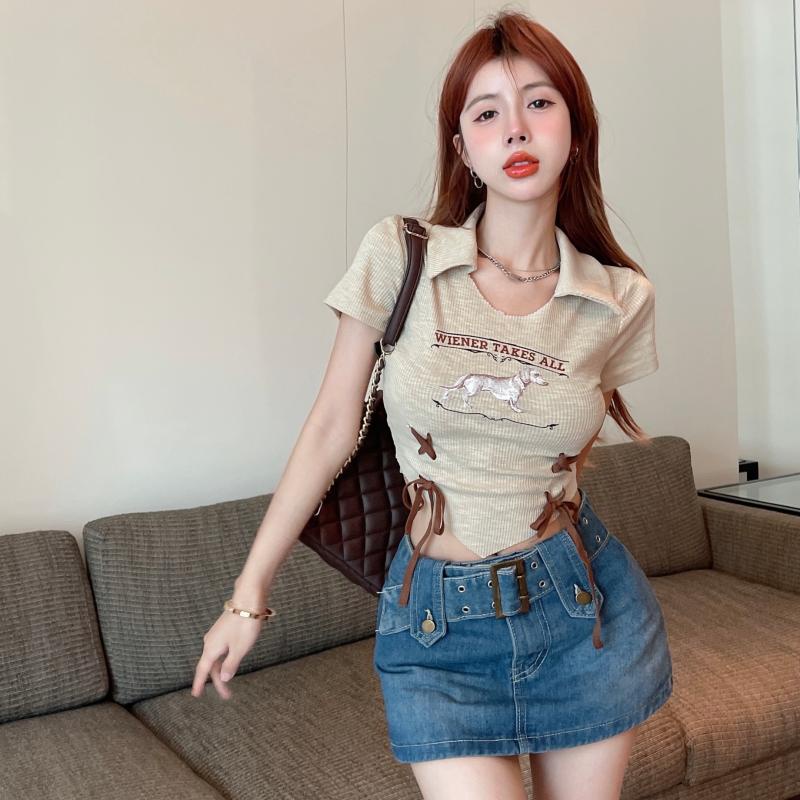 Áo Thun Tay Ngắn Dáng Ôm Thiết Kế Độc Đáo Thời Trang