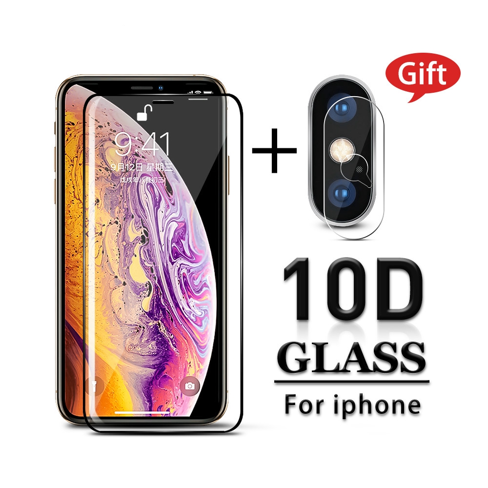Kính cường lực bảo vệ màn hình và ống kính cho IPhone X 7 6 6S 8 Plus XR XS XSmax
