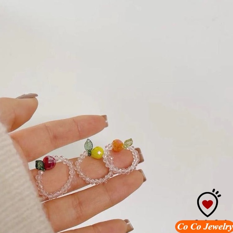 NHẪN ĐÁ PHA LÊ NHÂN TẠO TRÁI CÂY CUTE XINH XẮN, 2022 PHONG CÁCH HÀN QUỐC