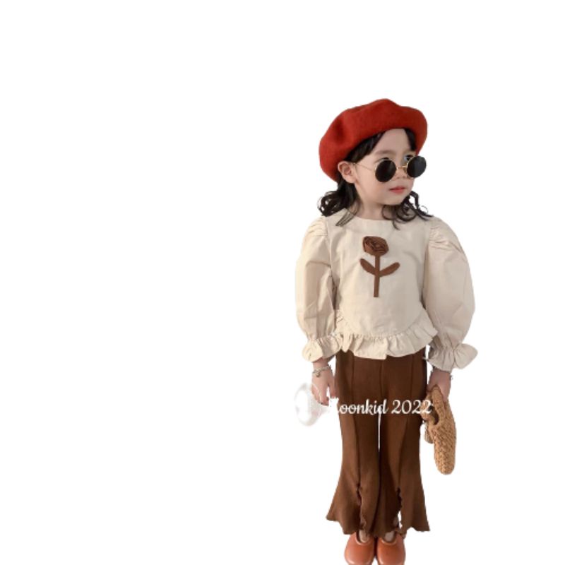 Sét đồ bộ bé gái 22332 Sét áo sơ mi thô phối quần x.ẻ size 10-25kg