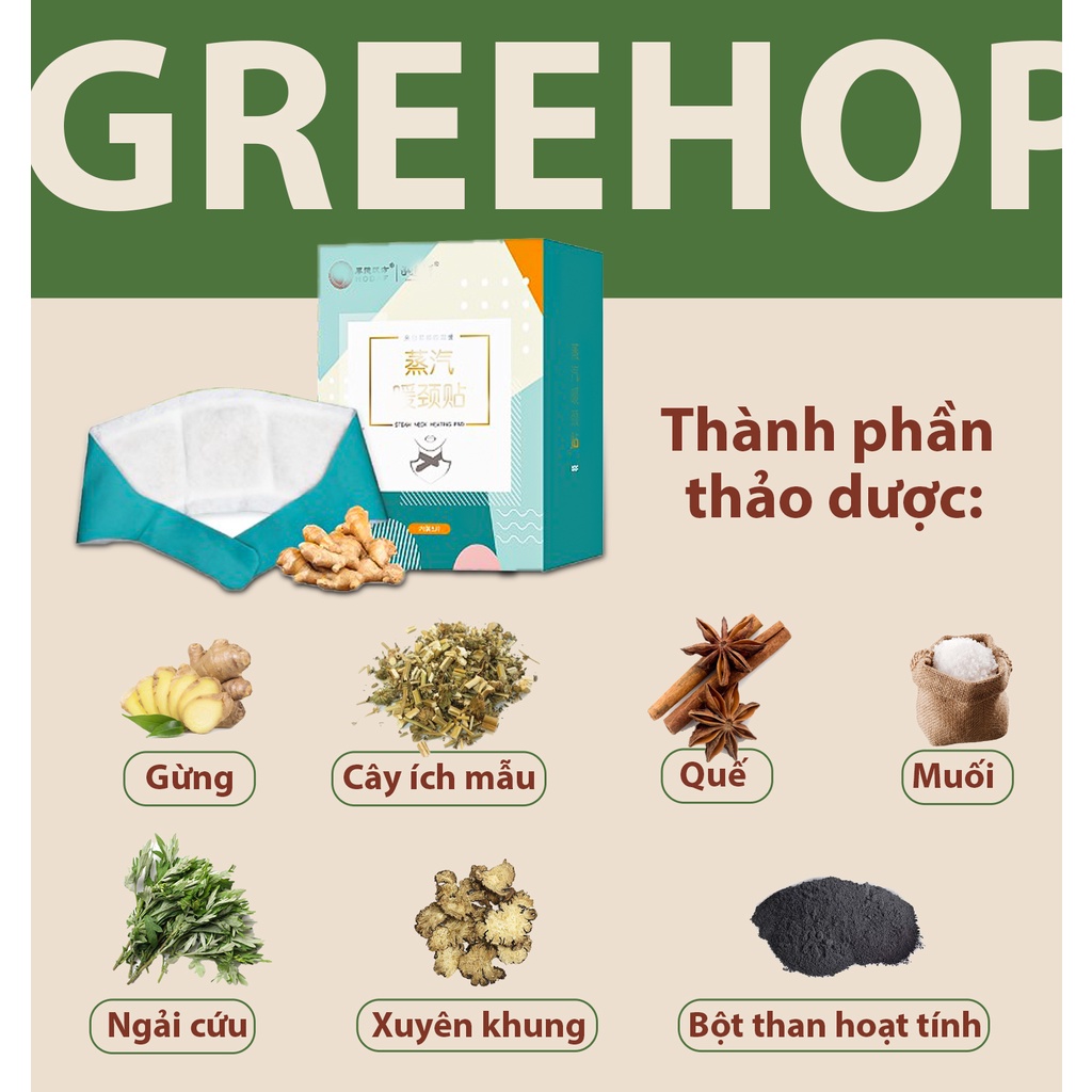 Túi chườm nóng thảo dược massage cổ vai gáy Greehop giảm đau mỏi, giãn cơ, lưu thông khí huyết