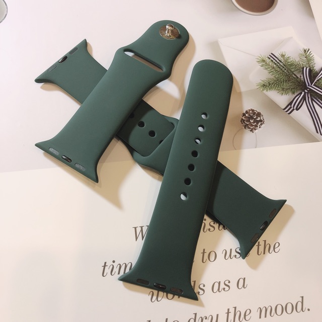 Dây cao su Apple Watch Silicon Midnight Green