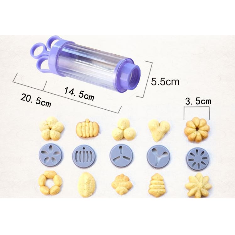 19pcs Cookie Cutter Extruder Press Set Squeeze Biscuit Piping Star Nozzle
