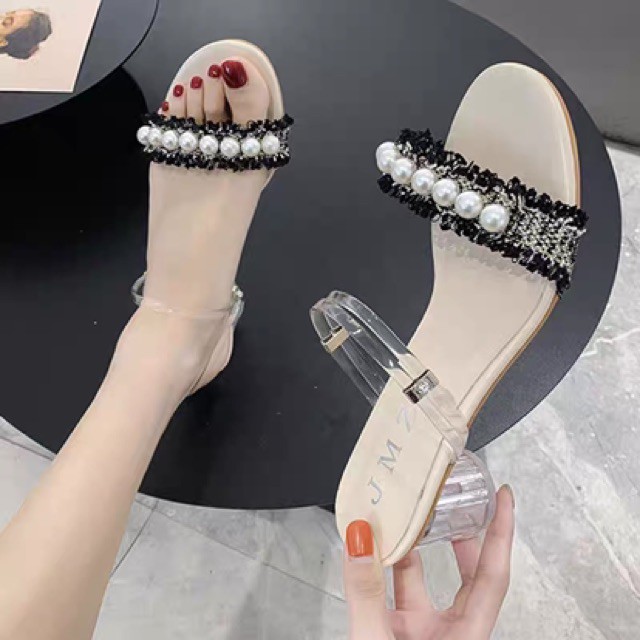 13❀✷♗GDN37H095 GIÀY CAO GÓT DÉP QUAI HẬU SANDAL THỜI TRANG NỮ HÈ VINTAGE TÍNH ULZZANG HÀN QUỐC