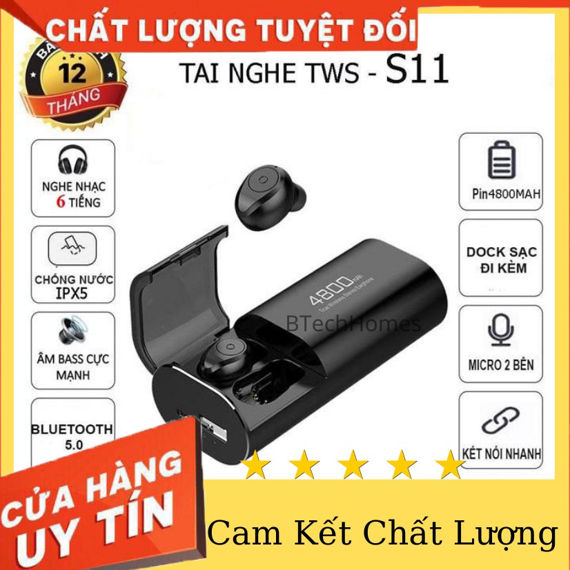 [Giá Gốc,Bảo Hành 1 Đổi 1] Tai nghe Bluetooth S11 Kiêm Sạc Dự Phòng Âm Thanh Êm Tai Nghe Không dây Cho Iphone