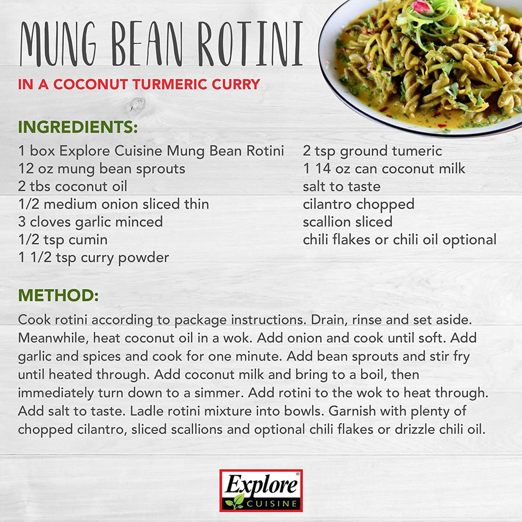 Nui Xoắn Đậu Xanh Hữu Cơ Explore Cuisine Mung Bean Rotini 250g