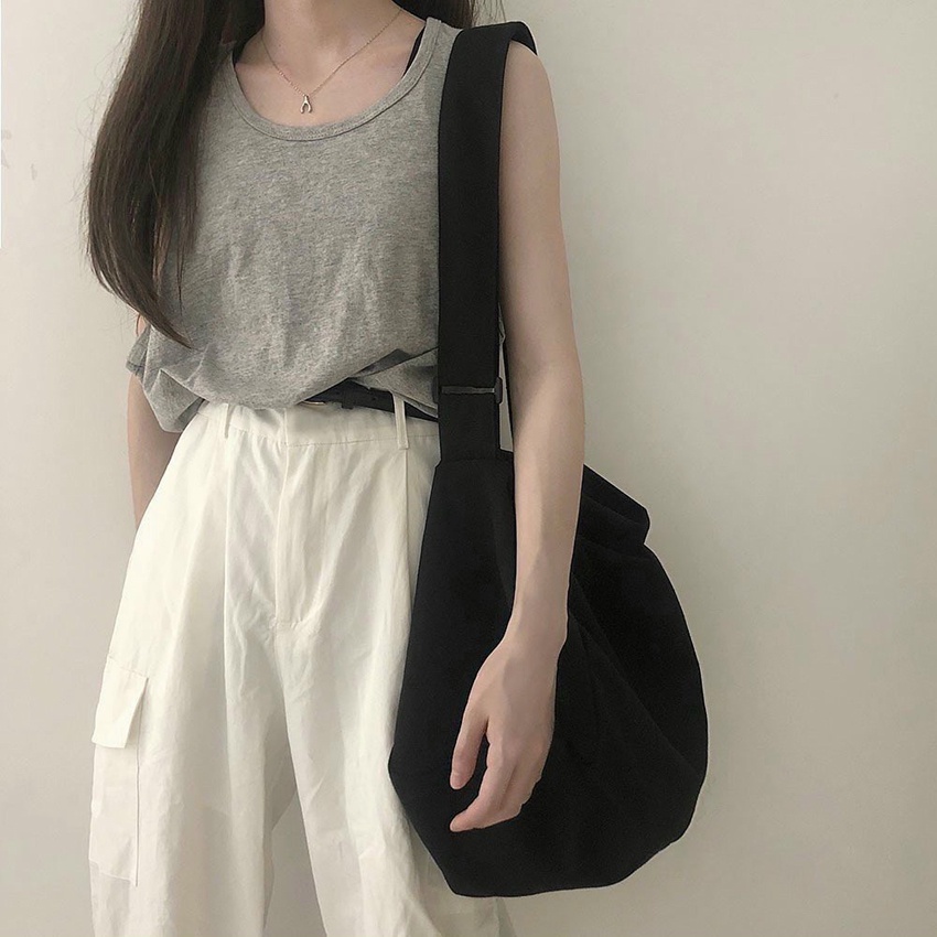 Túi tote đeo chéo trống siu to Bag.Thanhthu có khoá kéo và túi con vải canvas phong cách Ulzzang để được sách 551