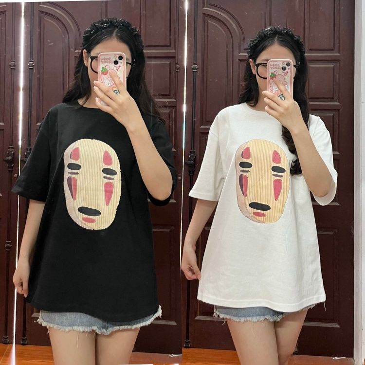 Áo phông hình Vô Diện  from rộng, cổ tròn, 100% cotton