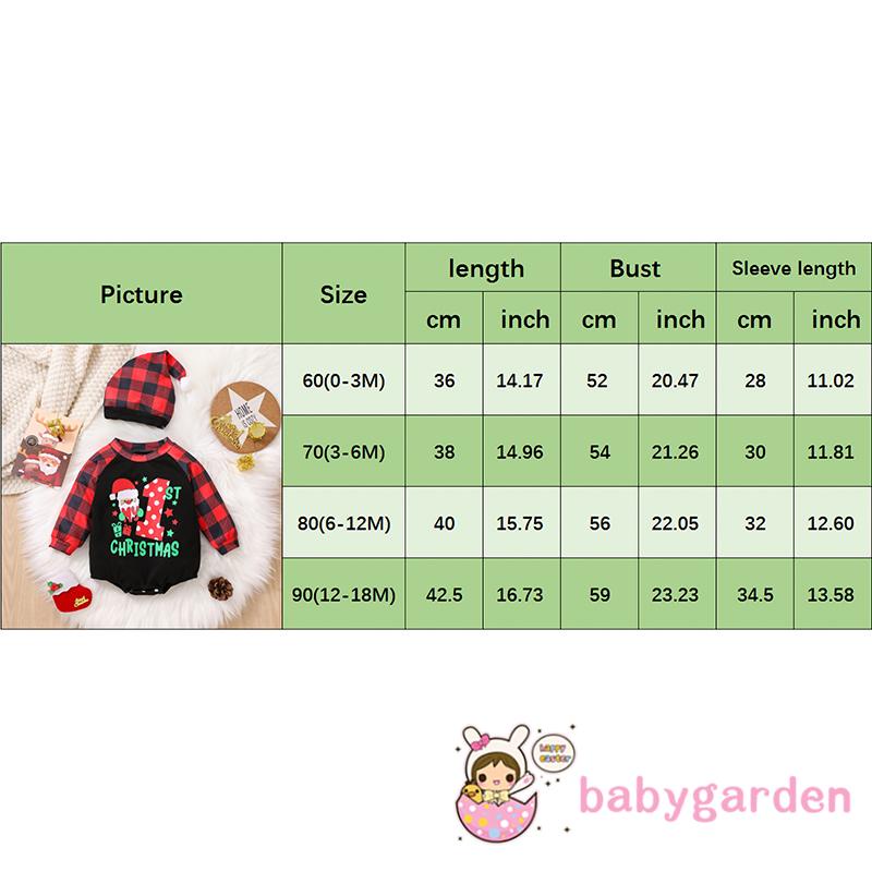 Bộ Áo Liền Quần Tay Dài Cổ Tròn In Họa Tiết Giáng Sinh Kèm Nón Cho Bé