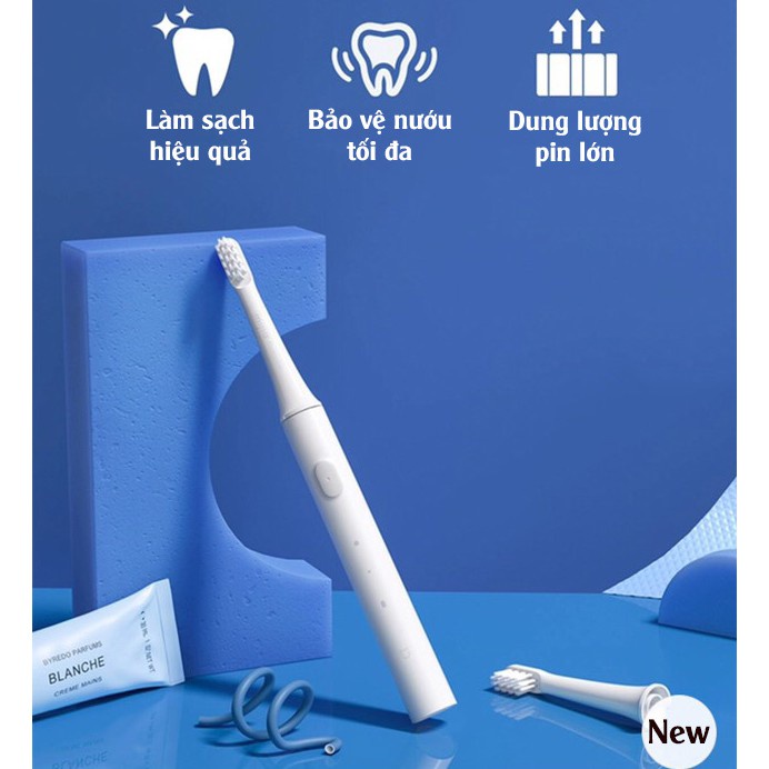 Bàn chải điện Xiaomi Mijia T100 (pin sạc) va Bộ 3 Đầu bàn chải T100 - kháng nước ipx7 - Bàn Chải Đánh Răng Mijia T100