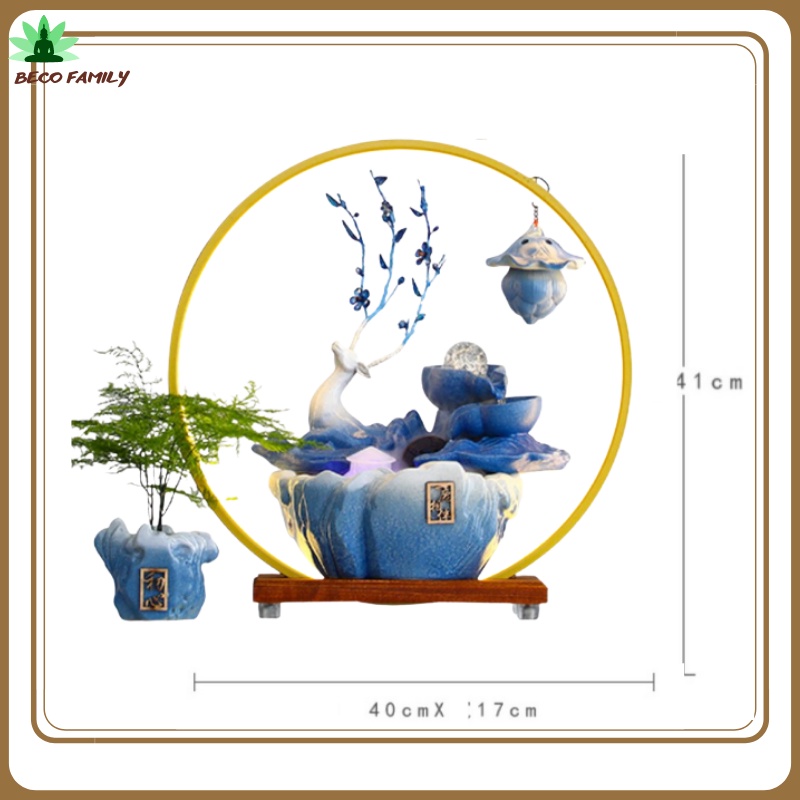 -Thác nước khói trầm hương, thác phong thủy may mắn cao cấp hươu xanh, kèm đèn Led sang trọng