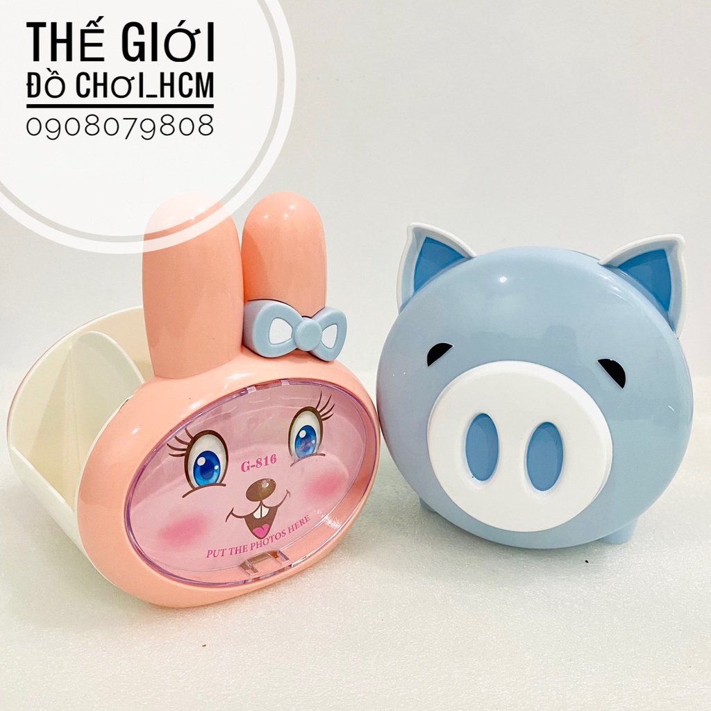 [4 NGĂN-SIÊU TO ] Ống cắm bút để bàn chú heo con/chú thỏ con dễ thương cho bé dùng cắm viết, thước, đồ đựng bút viết học
