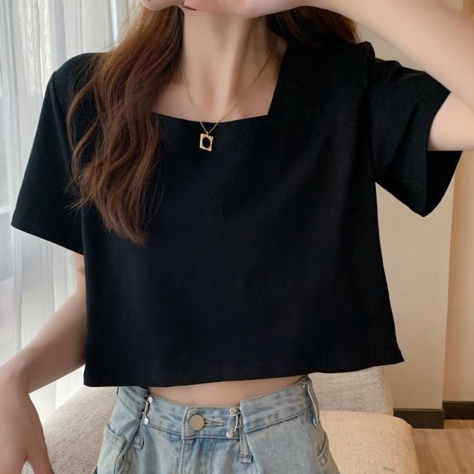 Áo thun lửng tay ngắn cổ vuông dáng rộng cho nữ WT-TX-45 | BigBuy360 - bigbuy360.vn