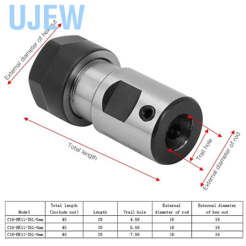Đầu kẹp mũi khoan CNC 5mm 6mm 8mm C16-Er11-35L