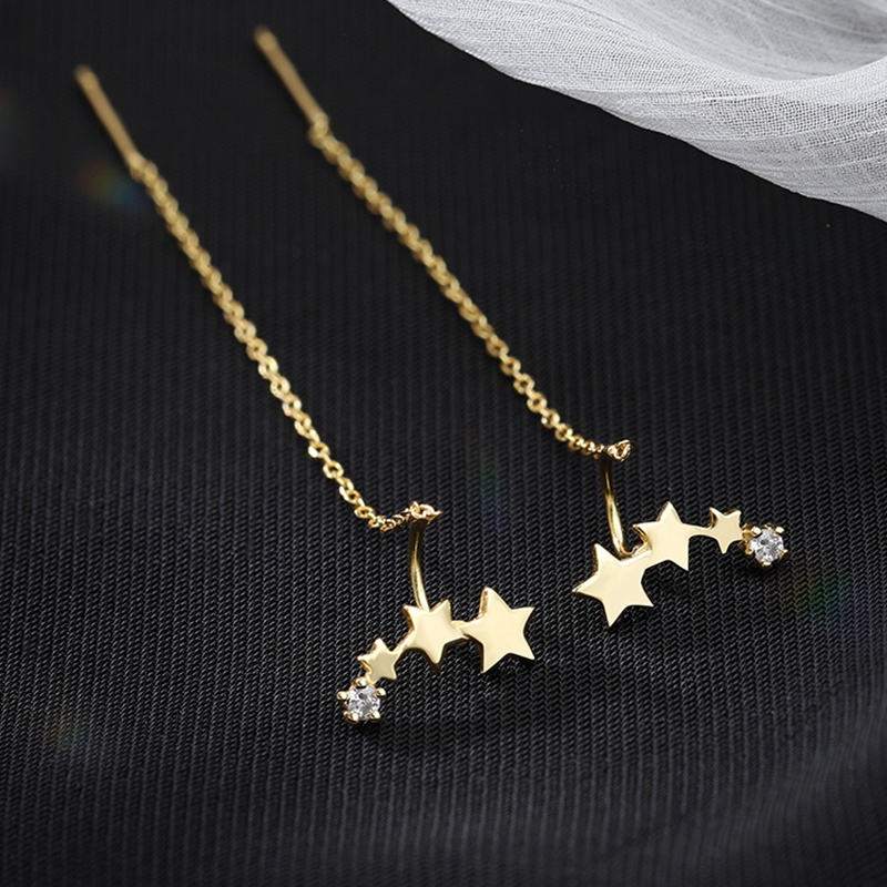 Đôi Bông Tai Dáng Rơi Họa Tiết Ngôi Sao Đính Đá Thời Trang Cho Nữ