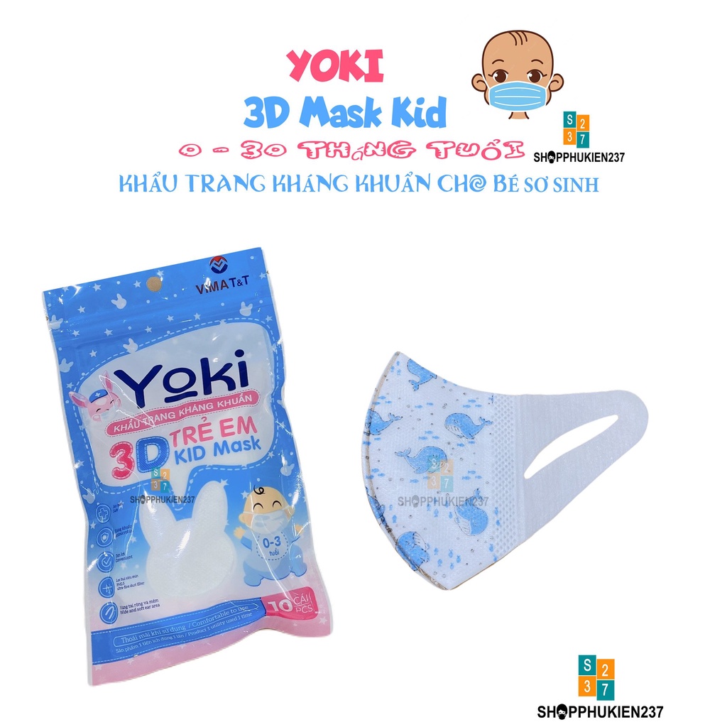 (Bé Nhỏ) Khẩu Trang Em Bé 3D Yoki Sơ Sinh Dành Cho Bé Từ 4 Tháng - 24 Tháng