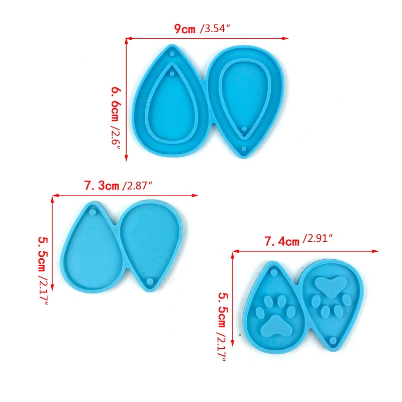 Set 3 Khuôn Silicone Làm Móc Khóa Hình Giọt Nước