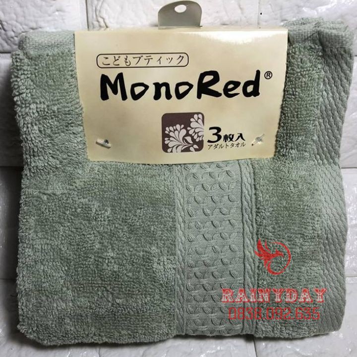 Set 3 khăn mặt monored nhật cotton siêu mềm mịn cho em bé trẻ con lau rửa cho vuông cao cấp [ LOẠI 1 ]