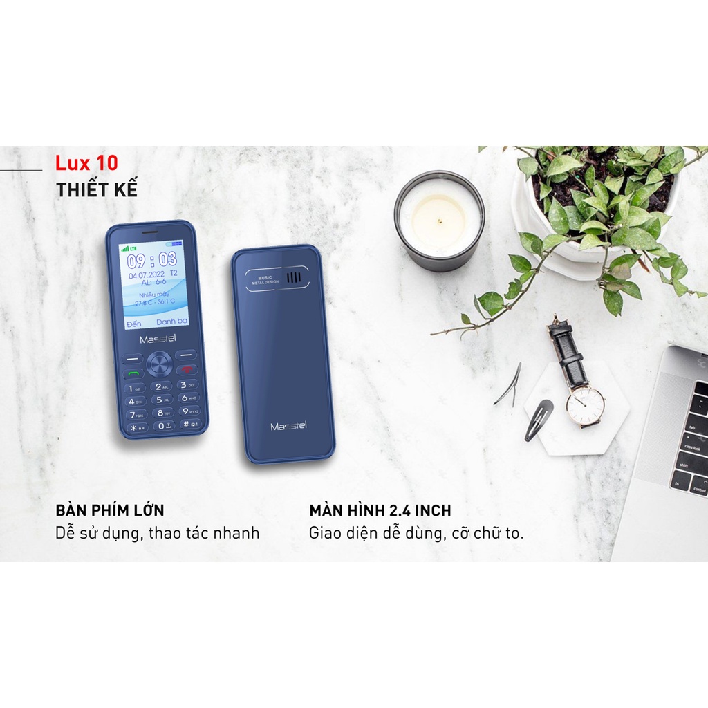 Điện Thoại Masstel Lux 10 4G LTE - Xem Lịch Âm, Dự Báo Thời Tiết, Loa To, 2 SIM Sóng Khoẻ, FM Không Dây