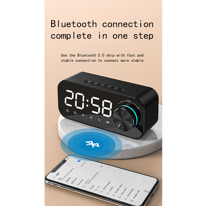 Loa Bluetooth Mini Siêu Trầm Kiêm Đồng Hồ Báo Thức