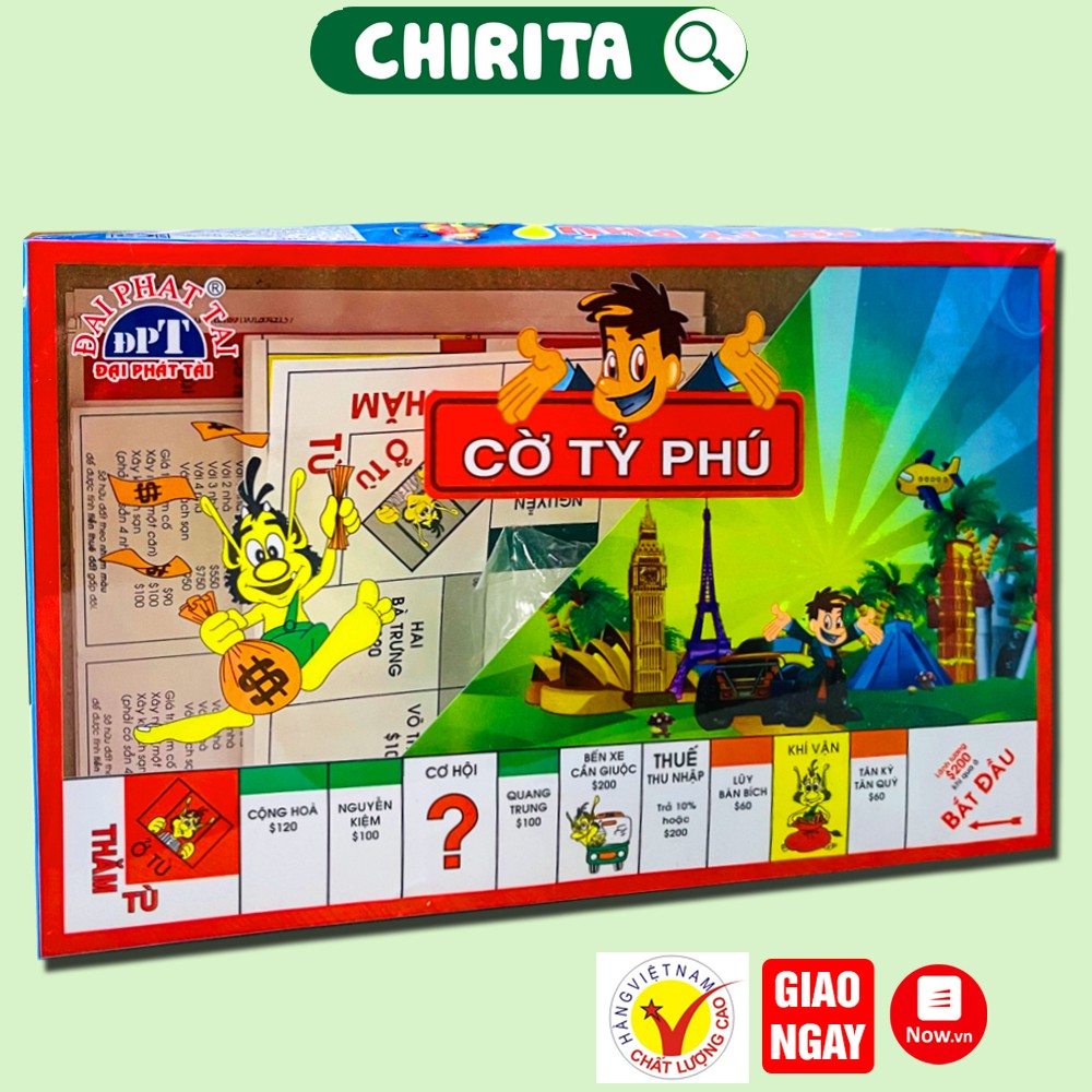 Bộ Cờ Tỷ Phú Đại Phát Tài Cao Cấp, Bàn Cờ Giấy 40 x 40 cm, Boardgame, Đồ Chơi Trẻ Em CHIRITA