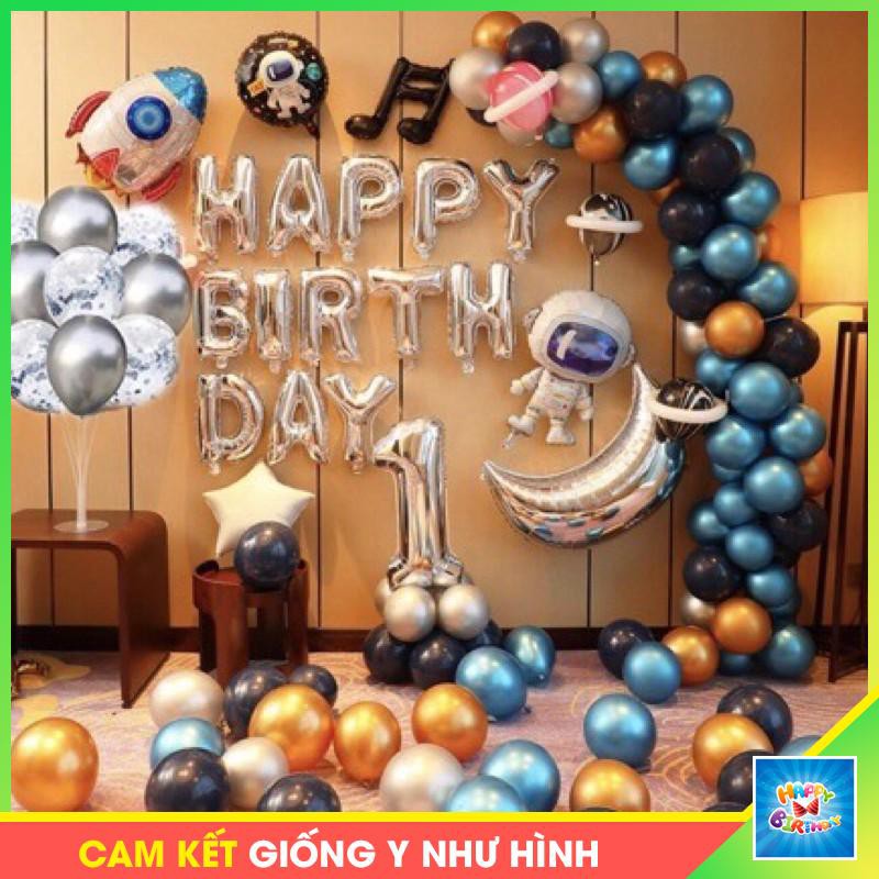 Set Bóng trang trí sinh nhật chủ đề phi hành gia cho bé trai #TrangTriSinhNhat