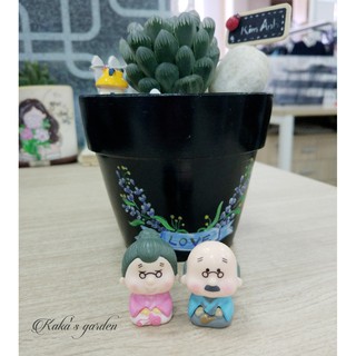 Ông Bà Lão Ngồi phụ kiện trang trí tiểu cảnh sen đá loại lớn