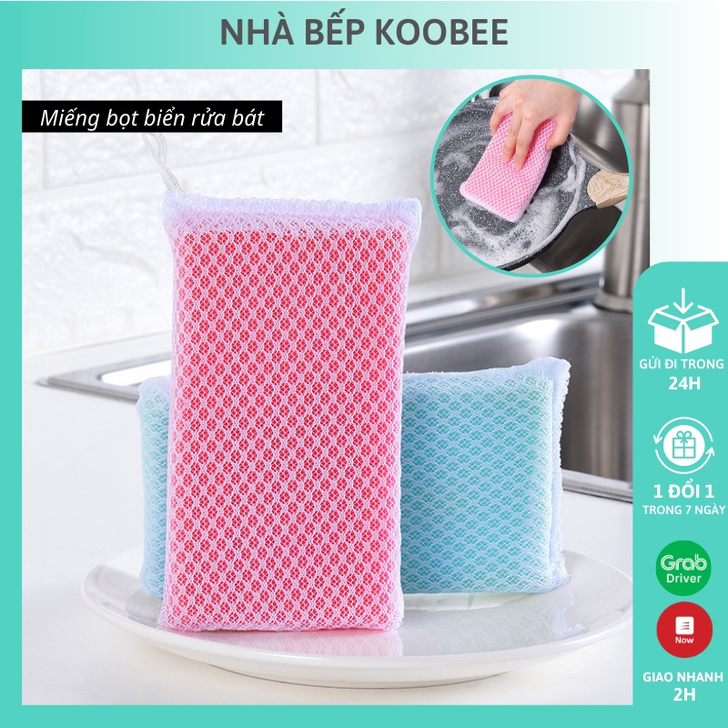 Miếng rửa chén Daiso Nhật Bản - Miếng bọt biển rửa bát cao cấp 2 lớp kháng khuẩn tạo bọt cực tốt (CSNC02)