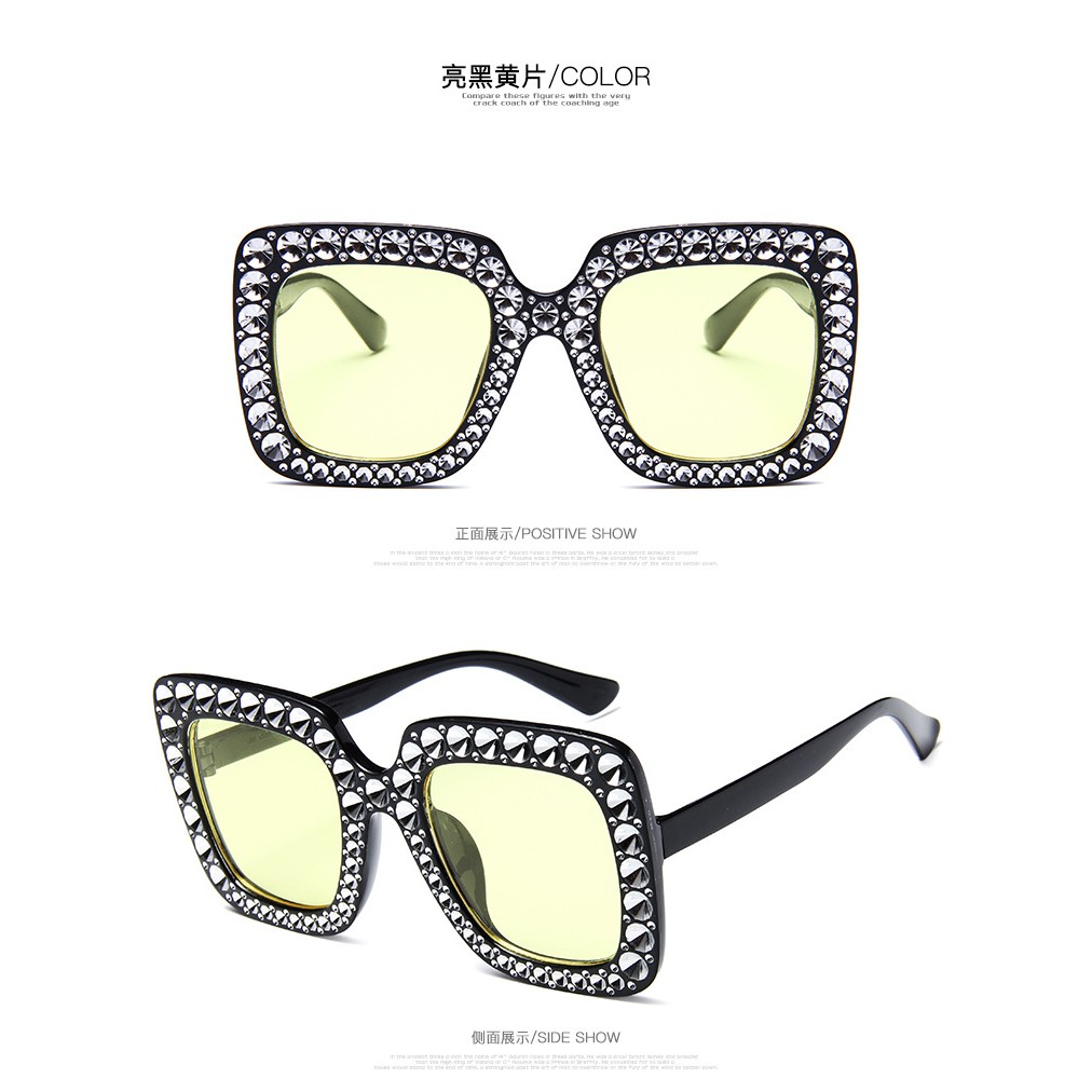 Kính mát gọng vuông bản to chống tia UV phong cách độc đáo thời trang cho nữ