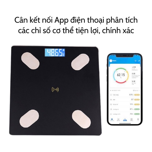 [BH 3 năm] Cân điện tử  Cân sức khỏe cao cấp thông minh kết nối App điện thoại bluetooth phân tích mỡ và chỉ số cơ thể