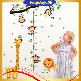 Tranh decal dán tường đo chiều cao hươu khỉ cho bé - decal dán tường - mã 12.