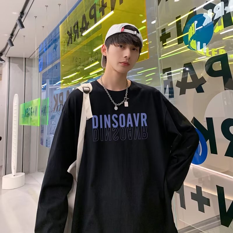 Áo Thun Tay Dài Dáng Rộng In Chữ Phong Cách Hip Hop Đường Phố Hàn Quốc Thời Trang Cho Nam Và Nữ size M-5XL