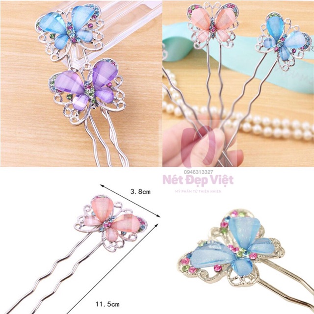 Trâm Cài Tóc Hình Bướm Đính Đá
